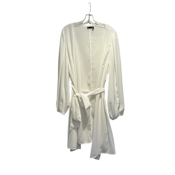 ASOS Lightweight balloon long sleeve Belted Robe Sheer Curve Made in India sz 16 - Picture 2 of 12